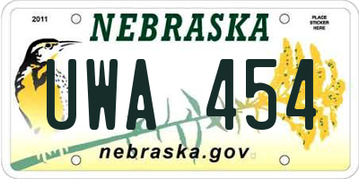 NE license plate UWA454