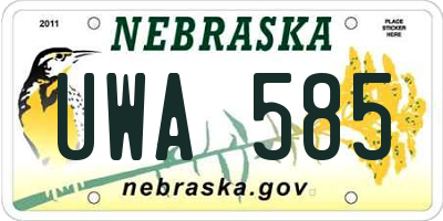 NE license plate UWA585