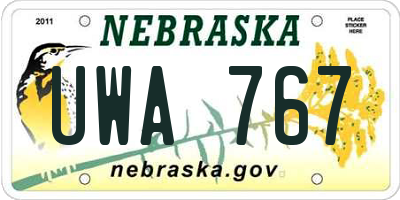 NE license plate UWA767