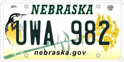 NE license plate UWA982