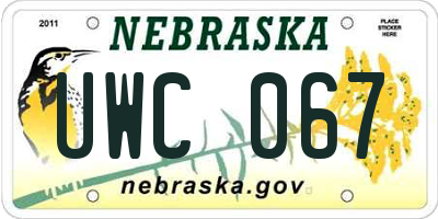 NE license plate UWC067