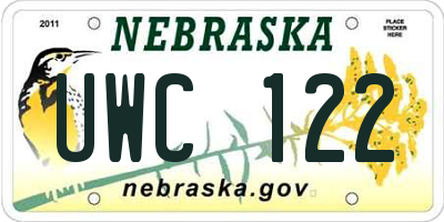 NE license plate UWC122