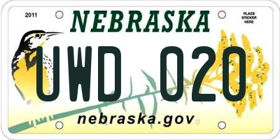 NE license plate UWD020
