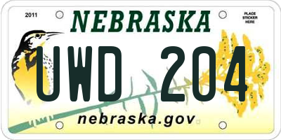 NE license plate UWD204
