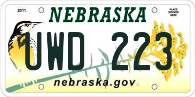 NE license plate UWD223