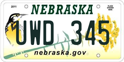 NE license plate UWD345