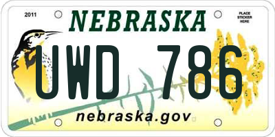 NE license plate UWD786