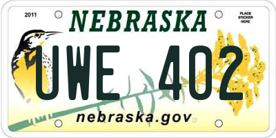NE license plate UWE402