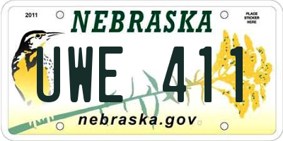 NE license plate UWE411