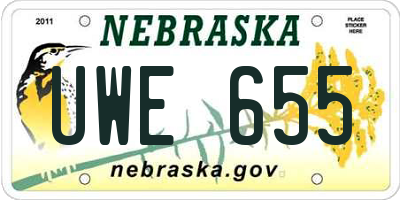 NE license plate UWE655