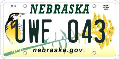NE license plate UWF043