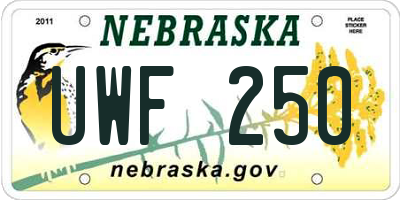 NE license plate UWF250