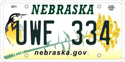 NE license plate UWF334