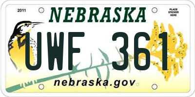 NE license plate UWF361