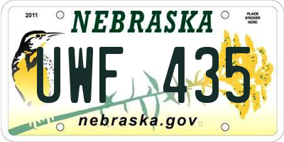 NE license plate UWF435