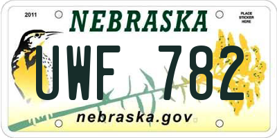 NE license plate UWF782