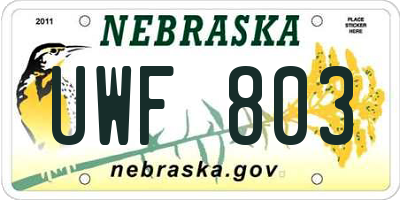 NE license plate UWF803
