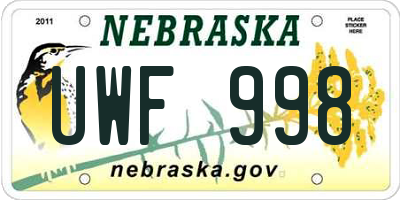 NE license plate UWF998