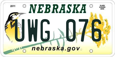 NE license plate UWG076