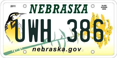NE license plate UWH386