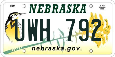 NE license plate UWH792