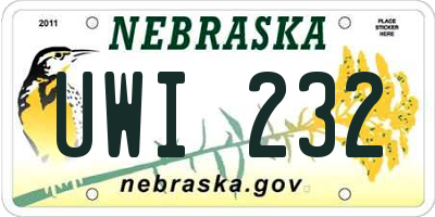 NE license plate UWI232