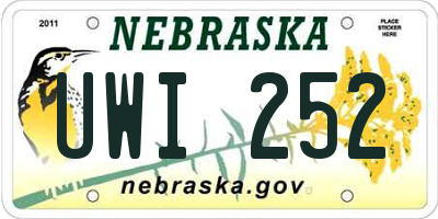 NE license plate UWI252