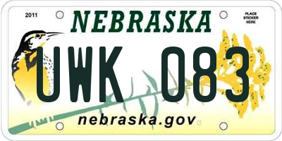 NE license plate UWK083