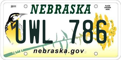 NE license plate UWL786