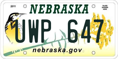 NE license plate UWP647