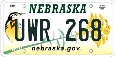 NE license plate UWR268