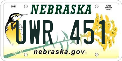 NE license plate UWR451