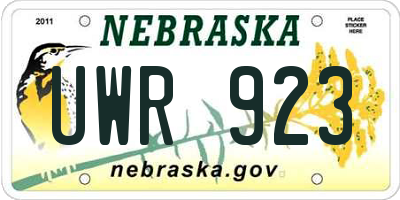 NE license plate UWR923