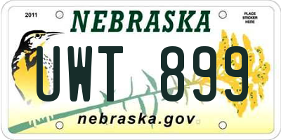 NE license plate UWT899