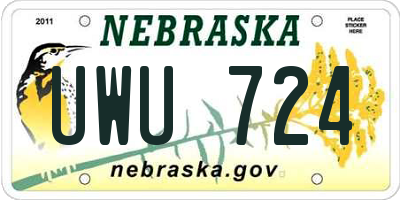 NE license plate UWU724