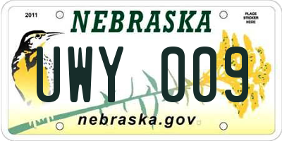 NE license plate UWY009