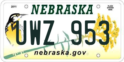 NE license plate UWZ953