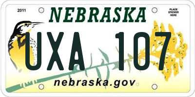 NE license plate UXA107