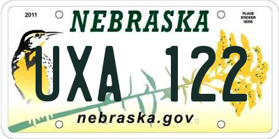 NE license plate UXA122