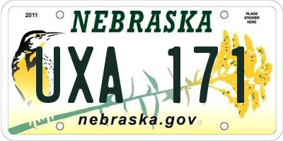 NE license plate UXA171