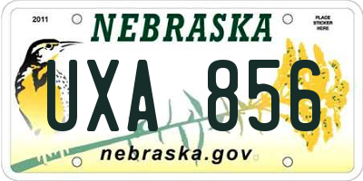 NE license plate UXA856
