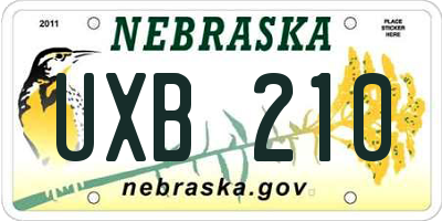 NE license plate UXB210