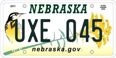 NE license plate UXE045