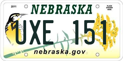 NE license plate UXE151