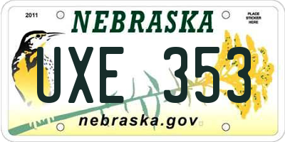 NE license plate UXE353