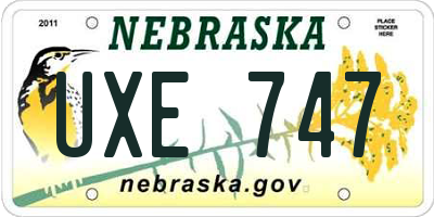 NE license plate UXE747