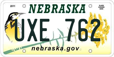 NE license plate UXE762