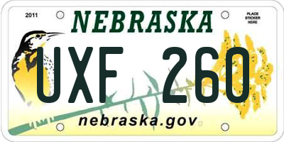 NE license plate UXF260