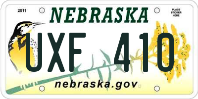 NE license plate UXF410