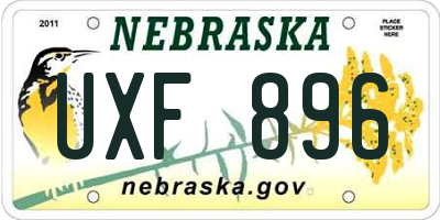 NE license plate UXF896